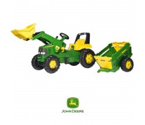 Minamas traktorius su priekaba ir kaušu vaikams nuo 3 iki 8 m. | rollyJunior John Deere | Rolly Toys 811496